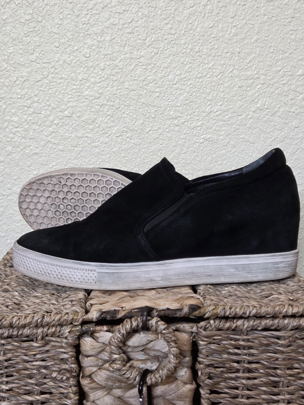 Caslon Black Suede Slip-On Wedge Sneakers
